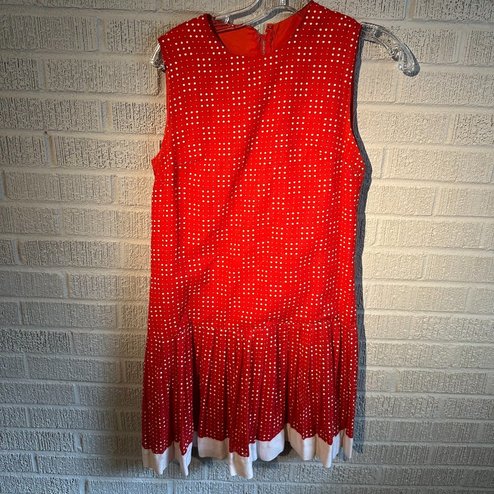 1960S WOMENS VINTAGE GREAT CONDITION DROP WAIST POLKA DOT TANK SHORT RED DRESS